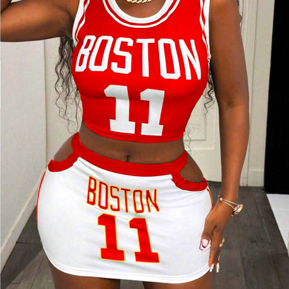 2 piece tank top and hollow out skirt